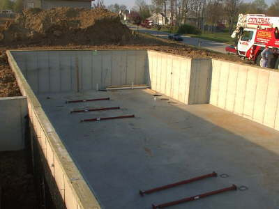 modular home foundation prepared for set